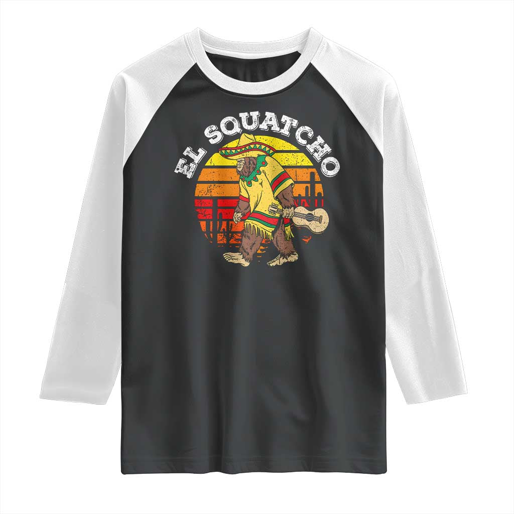 El Squatcho Bigfoot Raglan Shirt Mexican Sasquatch Cinco De Mayo TS10 Black White Print Your Wear