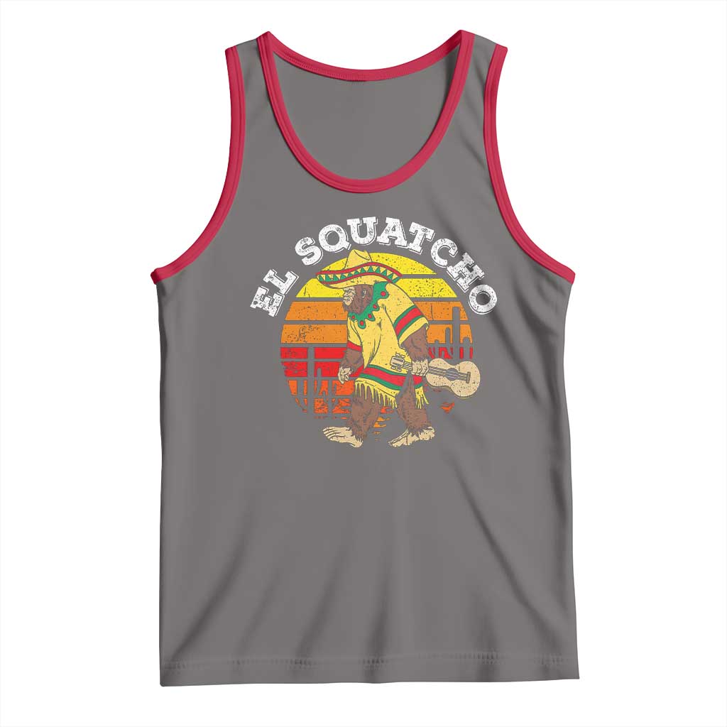 El Squatcho Bigfoot Tank Top Mexican Sasquatch Cinco De Mayo TS10 Deep Heather Red Print Your Wear