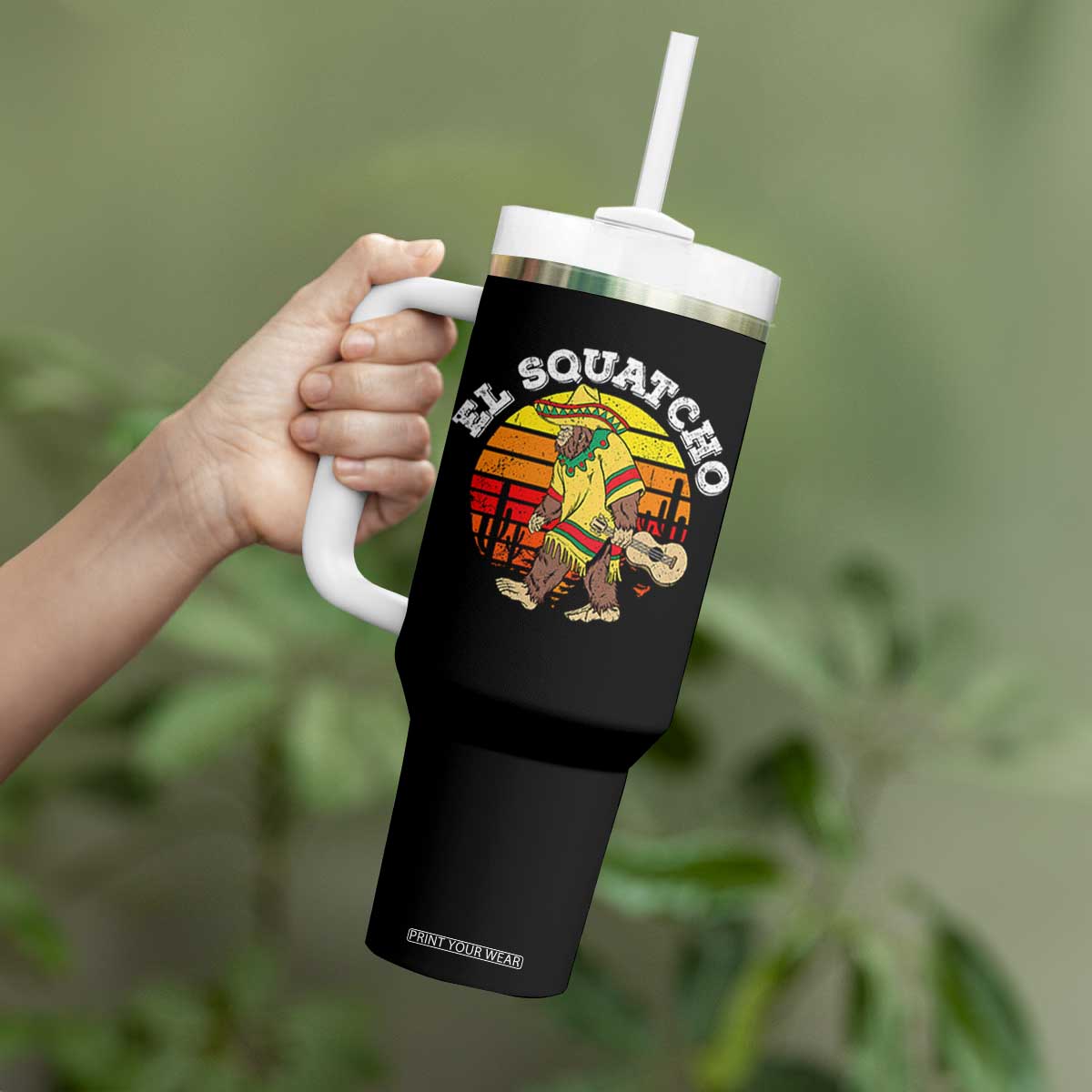 El Squatcho Bigfoot Tumbler With Handle Mexican Sasquatch Cinco De Mayo TS10 Print Your Wear