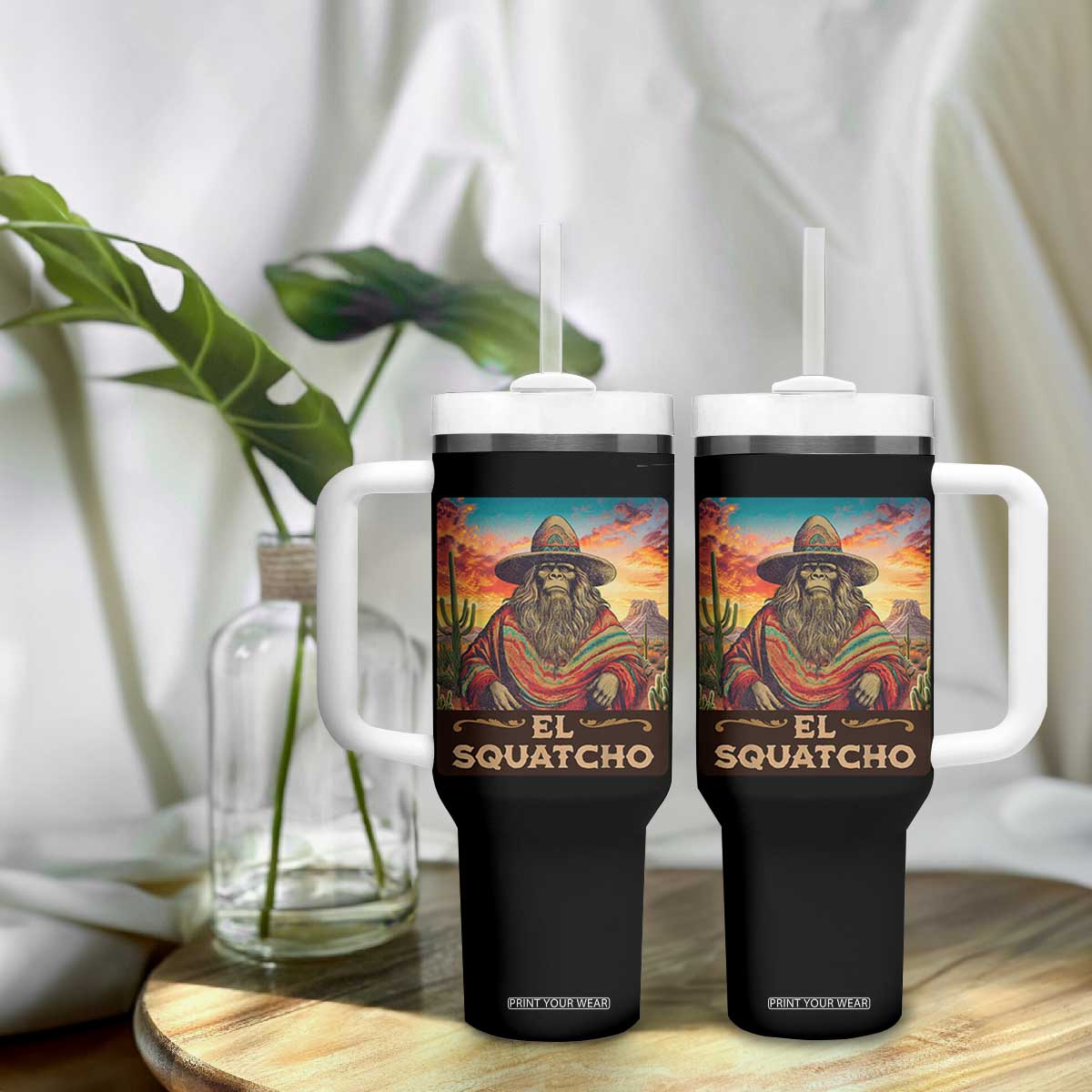 El Squatcho Bigfoot Tumbler With Handle Mexican Sasquatch Lovers Cinco De Mayo TS10 Print Your Wear