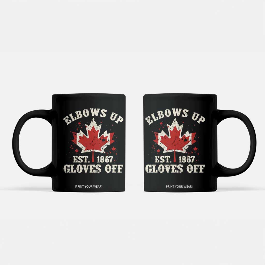 Elbows Up Canada EST 1867 Coffee Mug Proud Canadian Maple Leaf TS11 Black Print Your Wear