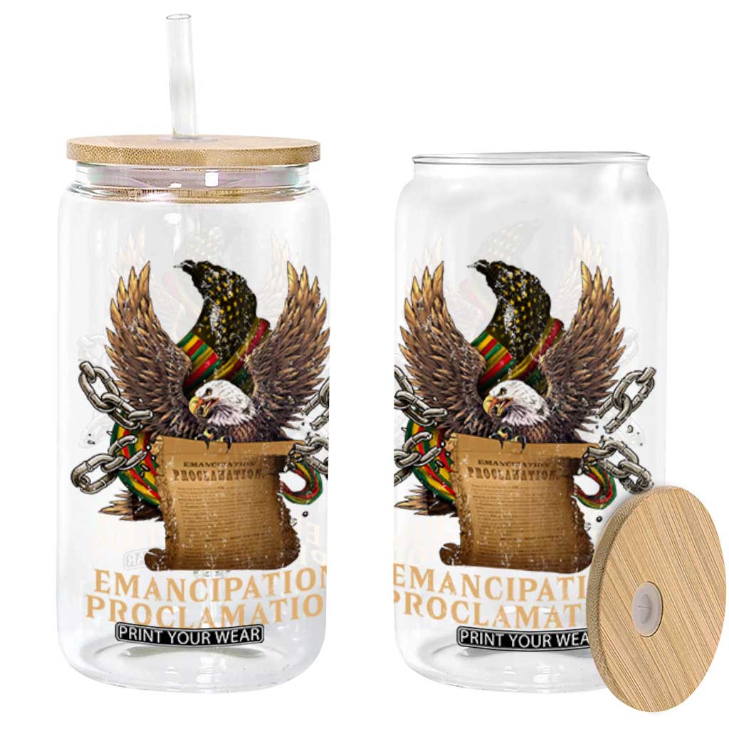 Emancipation Proclamation Glass Can Juneteenth End of Slavery Bald Eagle TS11 Black Print Your Wear
