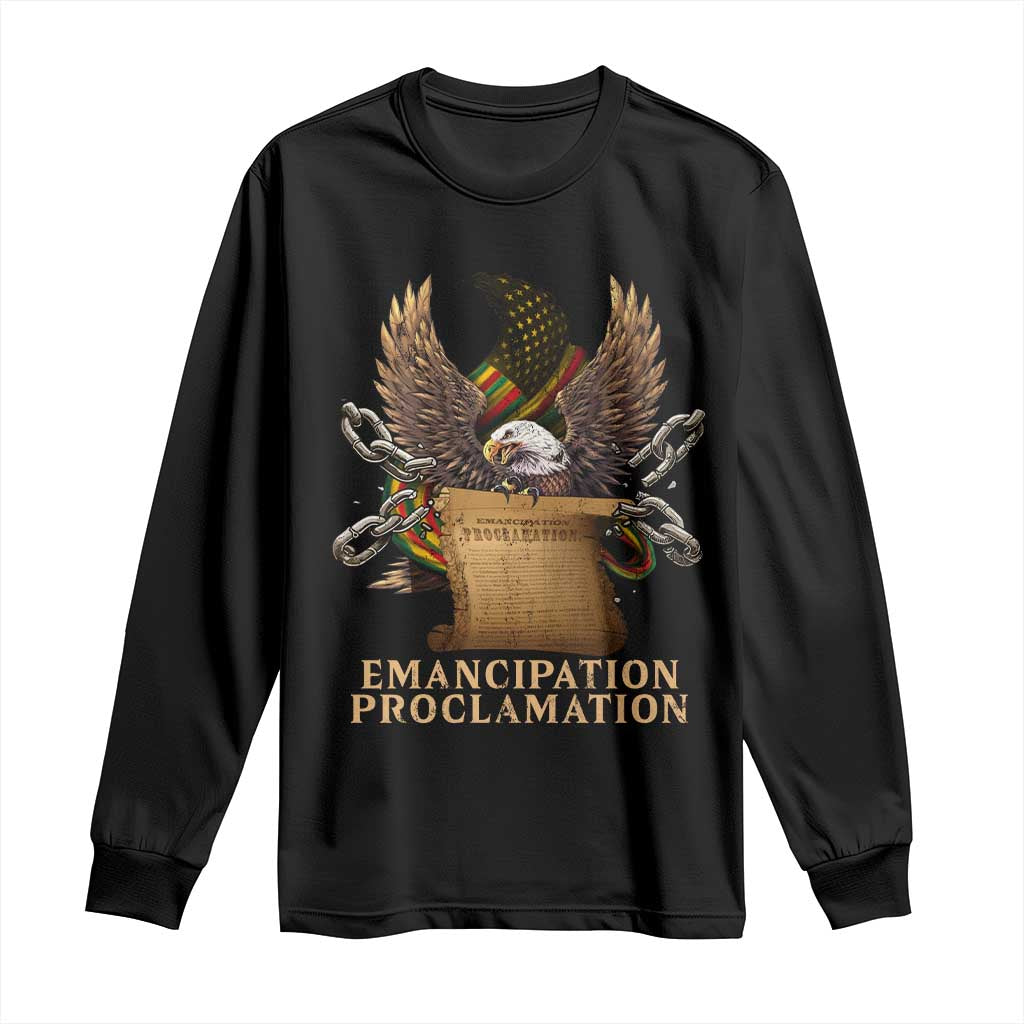 Emancipation Proclamation Long Sleeve Shirt Juneteenth End of Slavery Bald Eagle TS11 Black Print Your Wear