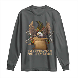 Emancipation Proclamation Long Sleeve Shirt Juneteenth End of Slavery Bald Eagle TS11 Dark Heather Print Your Wear