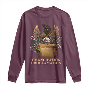 Emancipation Proclamation Long Sleeve Shirt Juneteenth End of Slavery Bald Eagle TS11 Maroon Print Your Wear
