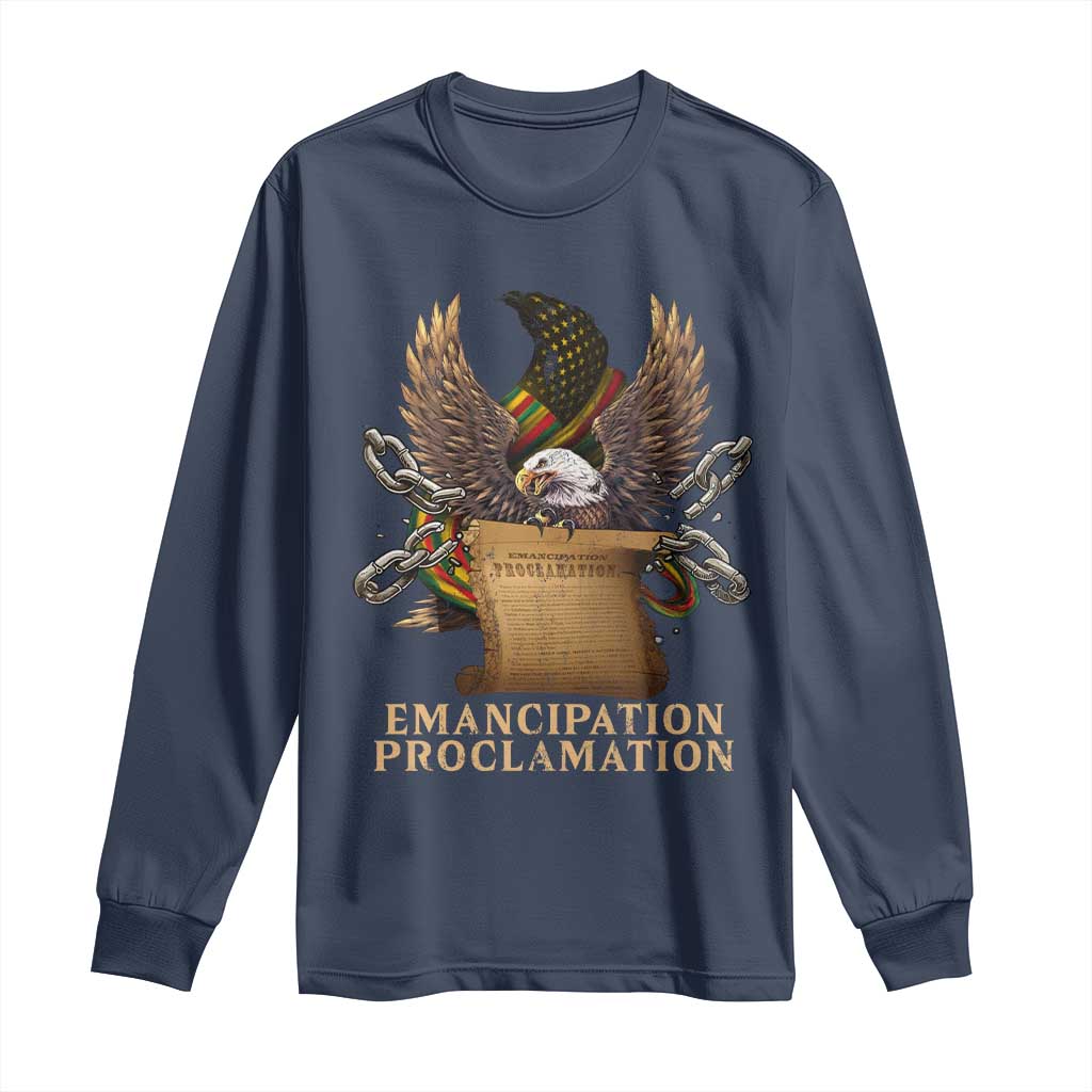 Emancipation Proclamation Long Sleeve Shirt Juneteenth End of Slavery Bald Eagle TS11 Navy Print Your Wear