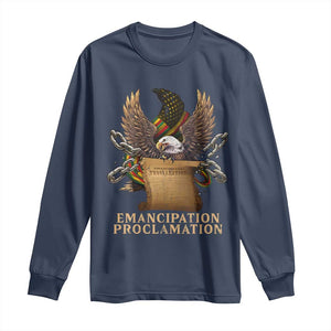 Emancipation Proclamation Long Sleeve Shirt Juneteenth End of Slavery Bald Eagle TS11 Navy Print Your Wear
