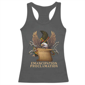 Emancipation Proclamation Racerback Tank Top Juneteenth End of Slavery Bald Eagle TS11 Dark Heather Print Your Wear