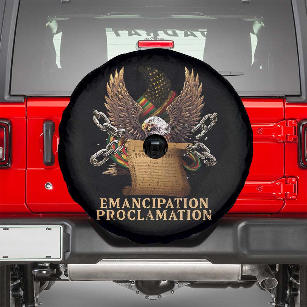 Emancipation Proclamation Spare Tire Cover Juneteenth End of Slavery Bald Eagle TS11 Black Print Your Wear