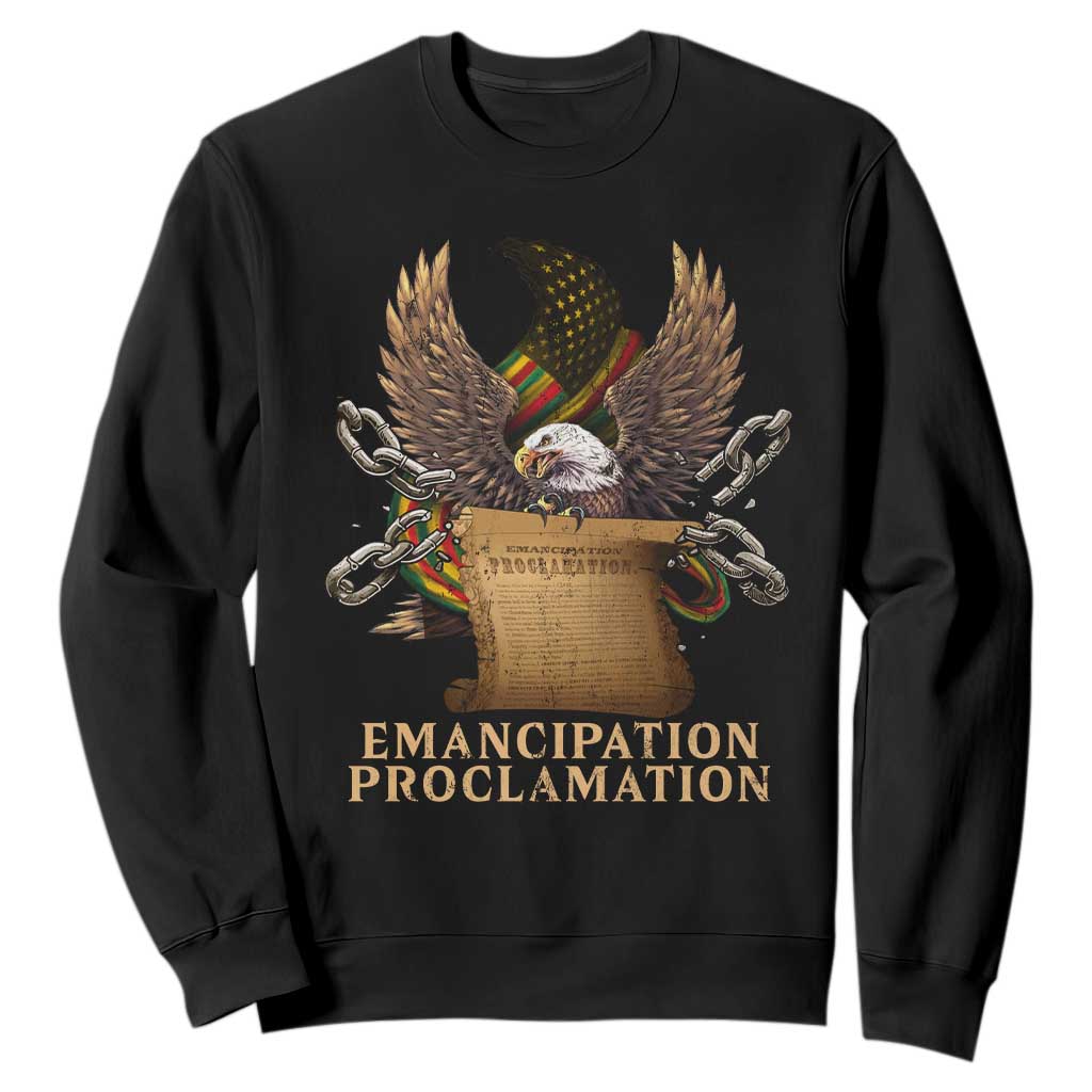 Emancipation Proclamation Sweatshirt Juneteenth End of Slavery Bald Eagle TS11 Black Print Your Wear