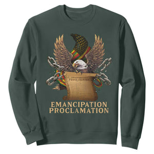 Emancipation Proclamation Sweatshirt Juneteenth End of Slavery Bald Eagle TS11 Dark Forest Green Print Your Wear