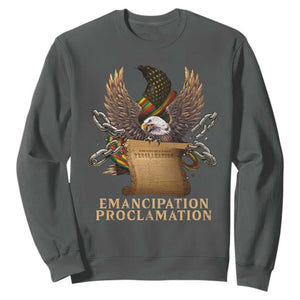 Emancipation Proclamation Sweatshirt Juneteenth End of Slavery Bald Eagle TS11 Dark Heather Print Your Wear
