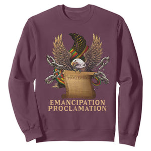 Emancipation Proclamation Sweatshirt Juneteenth End of Slavery Bald Eagle TS11 Maroon Print Your Wear