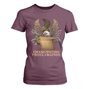 Emancipation Proclamation T Shirt For Women Juneteenth End of Slavery Bald Eagle TS11 Maroon Print Your Wear