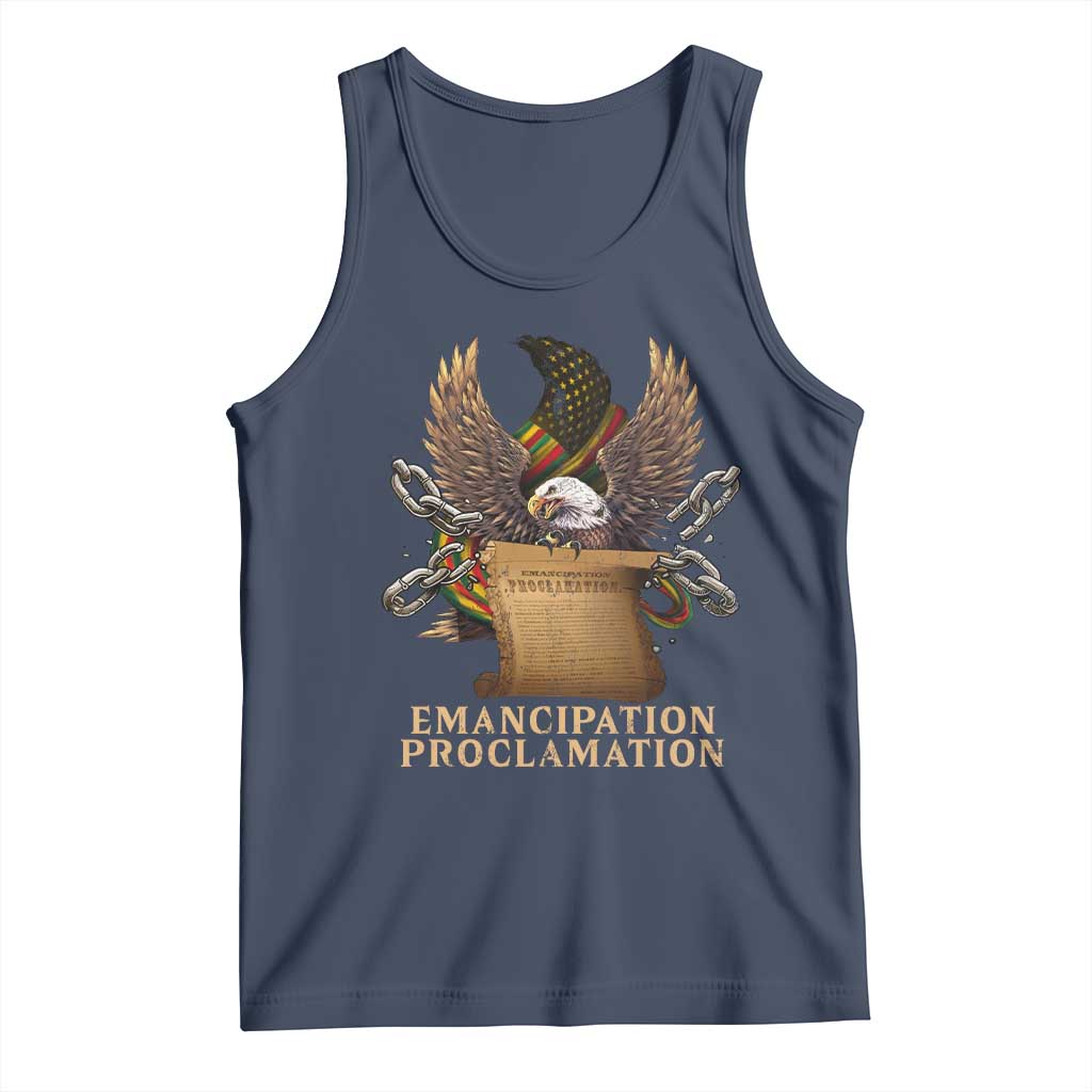 Emancipation Proclamation Tank Top Juneteenth End of Slavery Bald Eagle TS11 Navy Print Your Wear