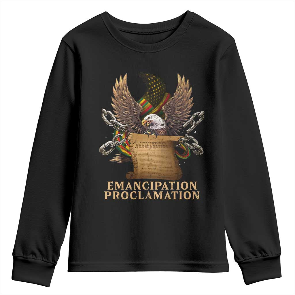 Emancipation Proclamation Youth Sweatshirt Juneteenth End of Slavery Bald Eagle TS11 Black Print Your Wear