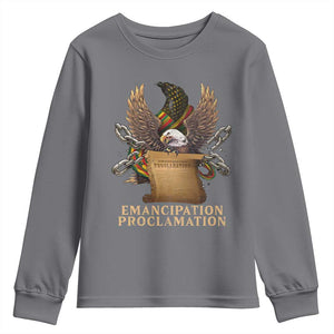 Emancipation Proclamation Youth Sweatshirt Juneteenth End of Slavery Bald Eagle TS11 Charcoal Print Your Wear