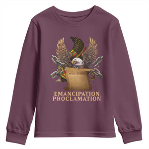 Emancipation Proclamation Youth Sweatshirt Juneteenth End of Slavery Bald Eagle TS11 Maroon Print Your Wear