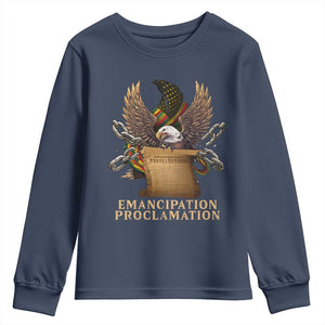 Emancipation Proclamation Youth Sweatshirt Juneteenth End of Slavery Bald Eagle TS11 Navy Print Your Wear