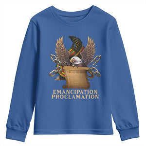 Emancipation Proclamation Youth Sweatshirt Juneteenth End of Slavery Bald Eagle TS11 Royal Blue Print Your Wear