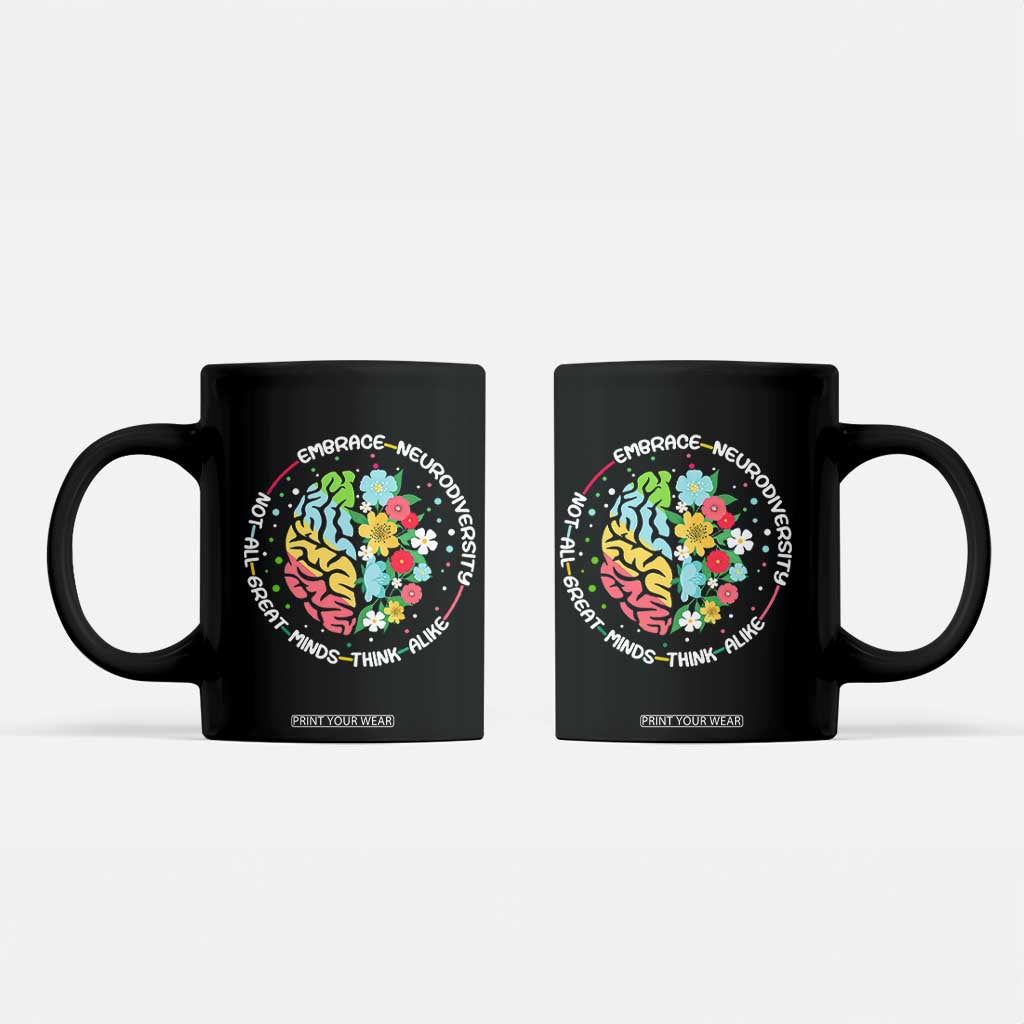 Embrace Neurodiversity Coffee Mug Neurodiverse Brain Autism Awareness ADHD Autistic TS02 Black Print Your Wear