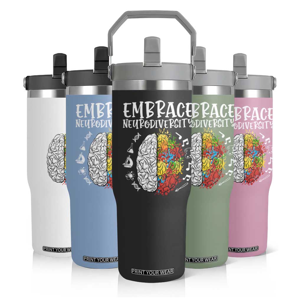 Embrace Neurodiversity Flip Straw Tumbler Autism Awareness ASD ADHD Acceptance TS02 Print Your Wear