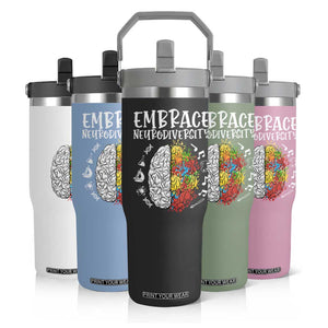 Embrace Neurodiversity Flip Straw Tumbler Autism Awareness ASD ADHD Acceptance TS02 Print Your Wear