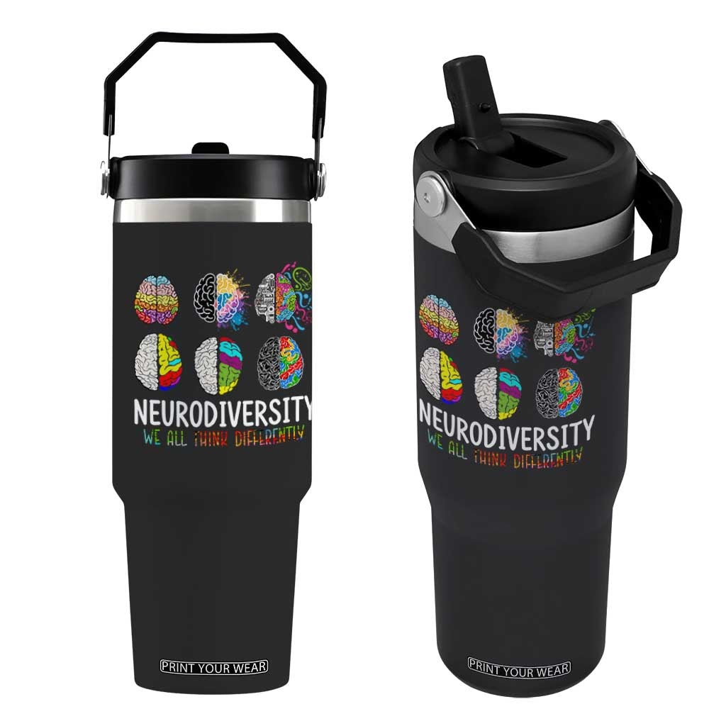 Embrace Neurodiversity Flip Straw Tumbler We All Think Differently TS02 One Size: 30 oz Black Print Your Wear