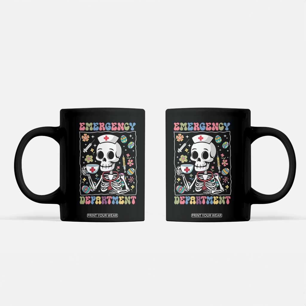 Emergency Department Skeleton Nurse Easter Coffee Mug ER Nursing Room TS02 Black Print Your Wear
