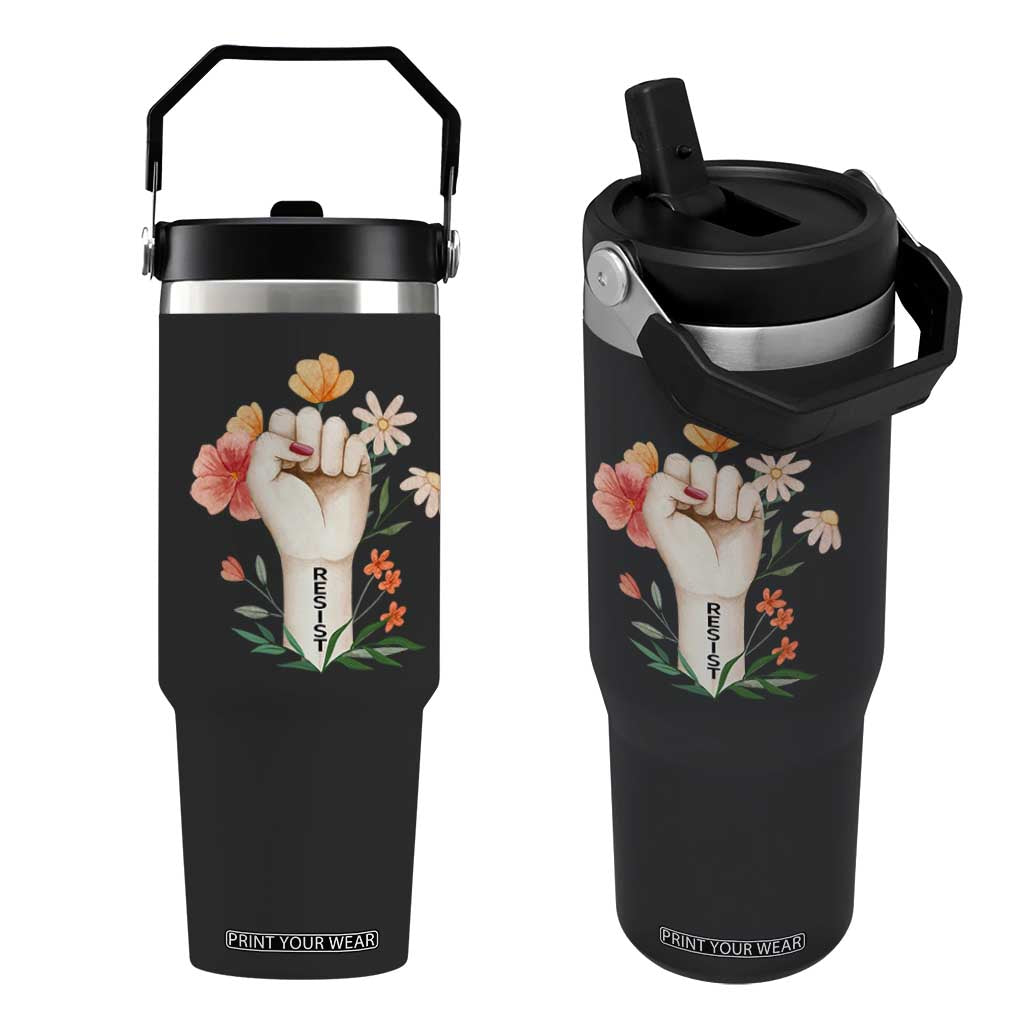 Empowered Women Flip Straw Tumbler Resist Raised Fist Retro Boho TS02 One Size: 30 oz Black Print Your Wear