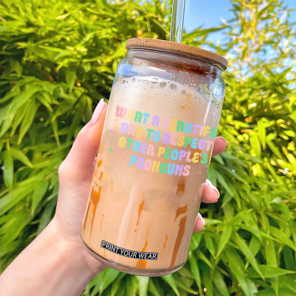 Equality Pride Glass Can Respect Other People's Pronouns LGBT LGBTQ Pride Ally TS10 Print Your Wear