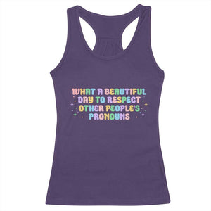 Equality Pride Racerback Tank Top Respect Other People's Pronouns LGBT LGBTQ Pride Ally TS10 Purple Print Your Wear