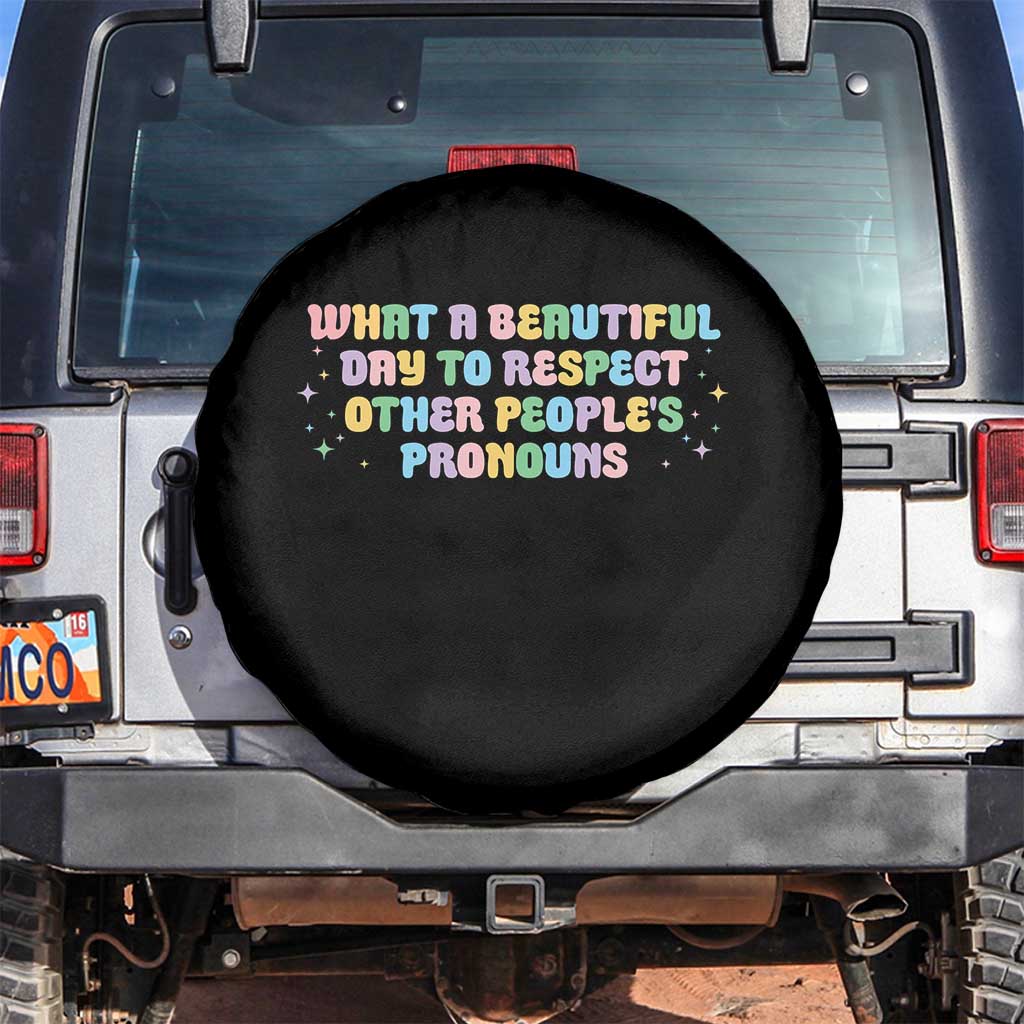 Equality Pride Spare Tire Cover Respect Other People's Pronouns LGBT LGBTQ Pride Ally TS10 No hole Black Print Your Wear