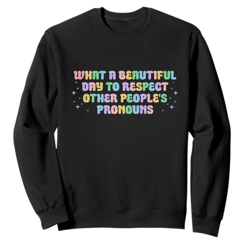 Equality Pride Sweatshirt Respect Other People's Pronouns LGBT LGBTQ Pride Ally TS10 Black Print Your Wear