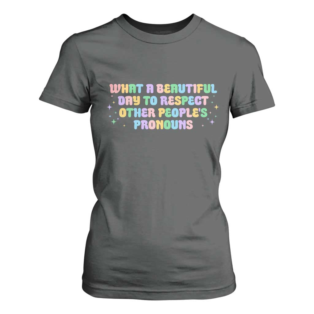 Equality Pride T Shirt For Women Respect Other People's Pronouns LGBT LGBTQ Pride Ally TS10 Dark Heather Print Your Wear