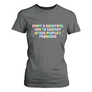 Equality Pride T Shirt For Women Respect Other People's Pronouns LGBT LGBTQ Pride Ally TS10 Dark Heather Print Your Wear