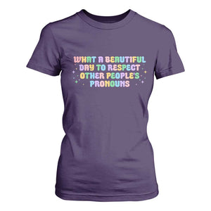 Equality Pride T Shirt For Women Respect Other People's Pronouns LGBT LGBTQ Pride Ally TS10 Purple Print Your Wear