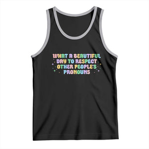 Equality Pride Tank Top Respect Other People's Pronouns LGBT LGBTQ Pride Ally TS10 Black Athletic Heather Print Your Wear