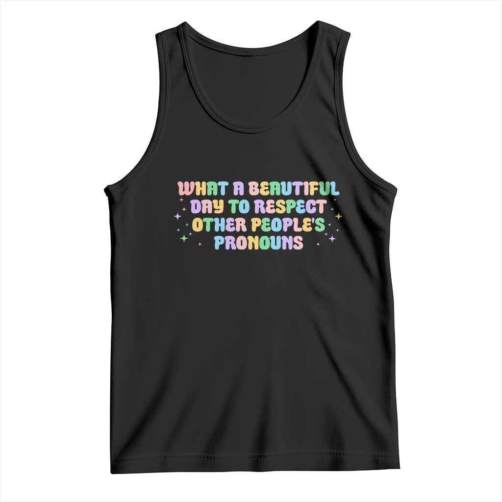 Equality Pride Tank Top Respect Other People's Pronouns LGBT LGBTQ Pride Ally TS10 Black Print Your Wear