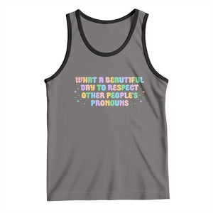 Equality Pride Tank Top Respect Other People's Pronouns LGBT LGBTQ Pride Ally TS10 Deep Heather Black Print Your Wear
