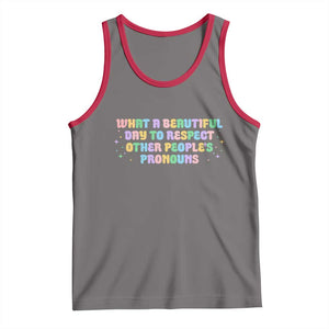 Equality Pride Tank Top Respect Other People's Pronouns LGBT LGBTQ Pride Ally TS10 Deep Heather Red Print Your Wear