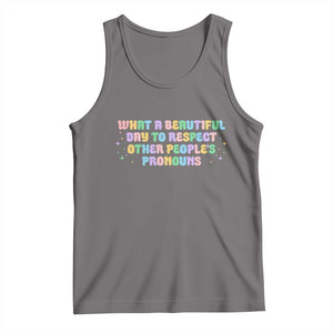 Equality Pride Tank Top Respect Other People's Pronouns LGBT LGBTQ Pride Ally TS10 Deep Heather Print Your Wear