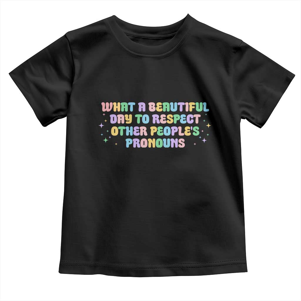 Equality Pride Toddler T Shirt Respect Other People's Pronouns LGBT LGBTQ Pride Ally TS10 Black Print Your Wear