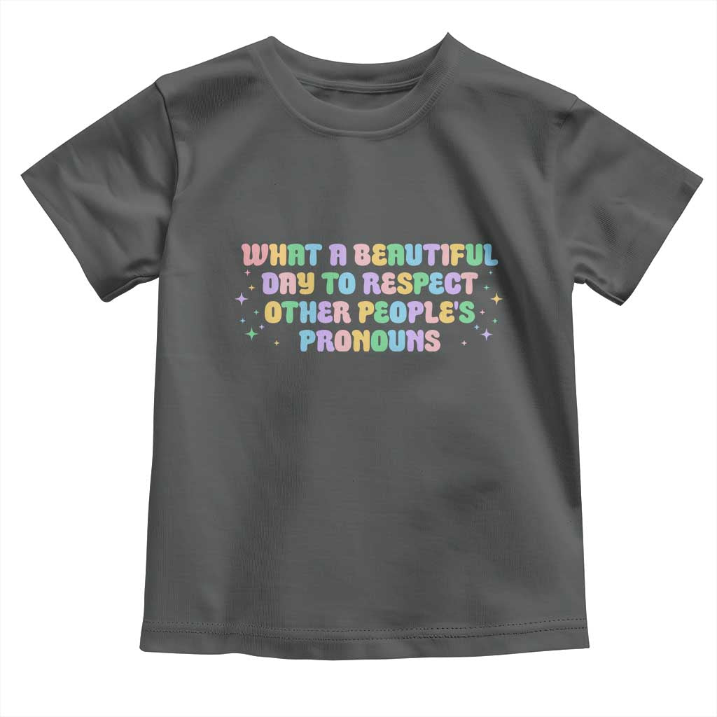 Equality Pride Toddler T Shirt Respect Other People's Pronouns LGBT LGBTQ Pride Ally TS10 Dark Heather Print Your Wear