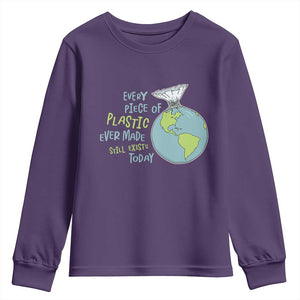 Every Piece Of Plastic Ever Made Still Exists Today Youth Sweatshirt Earth Day TS11 Purple Print Your Wear