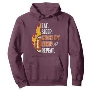 Fantasy Football Kid Hoodie Eat Sleep Check My Lineup Repeat Player TS02 Maroon Print Your Wear