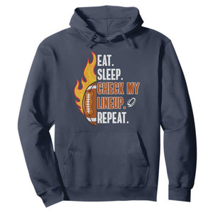 Fantasy Football Kid Hoodie Eat Sleep Check My Lineup Repeat Player TS02 Navy Print Your Wear