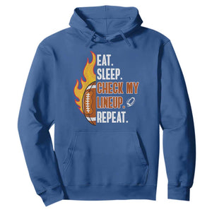 Fantasy Football Kid Hoodie Eat Sleep Check My Lineup Repeat Player TS02 Royal Blue Print Your Wear