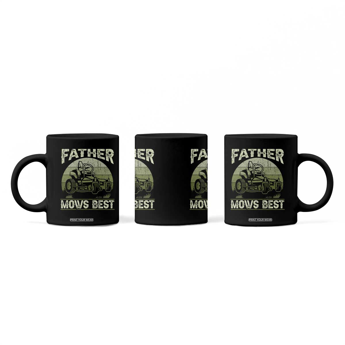 Father Mows Best Coffee Mug Lawn Mower Mowing Dad Retro Father's Day Gift TS10 Print Your Wear