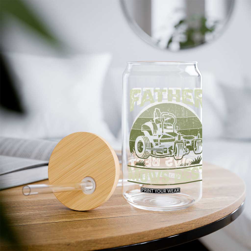 Father Mows Best Glass Can Lawn Mower Mowing Dad Retro Father's Day Gift TS10 Print Your Wear